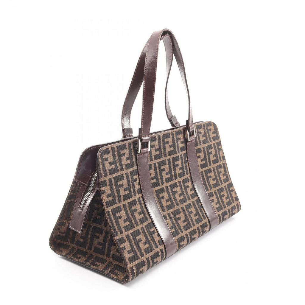 Fendi Handbag Zucca Brown Canvas Leather — view 2
