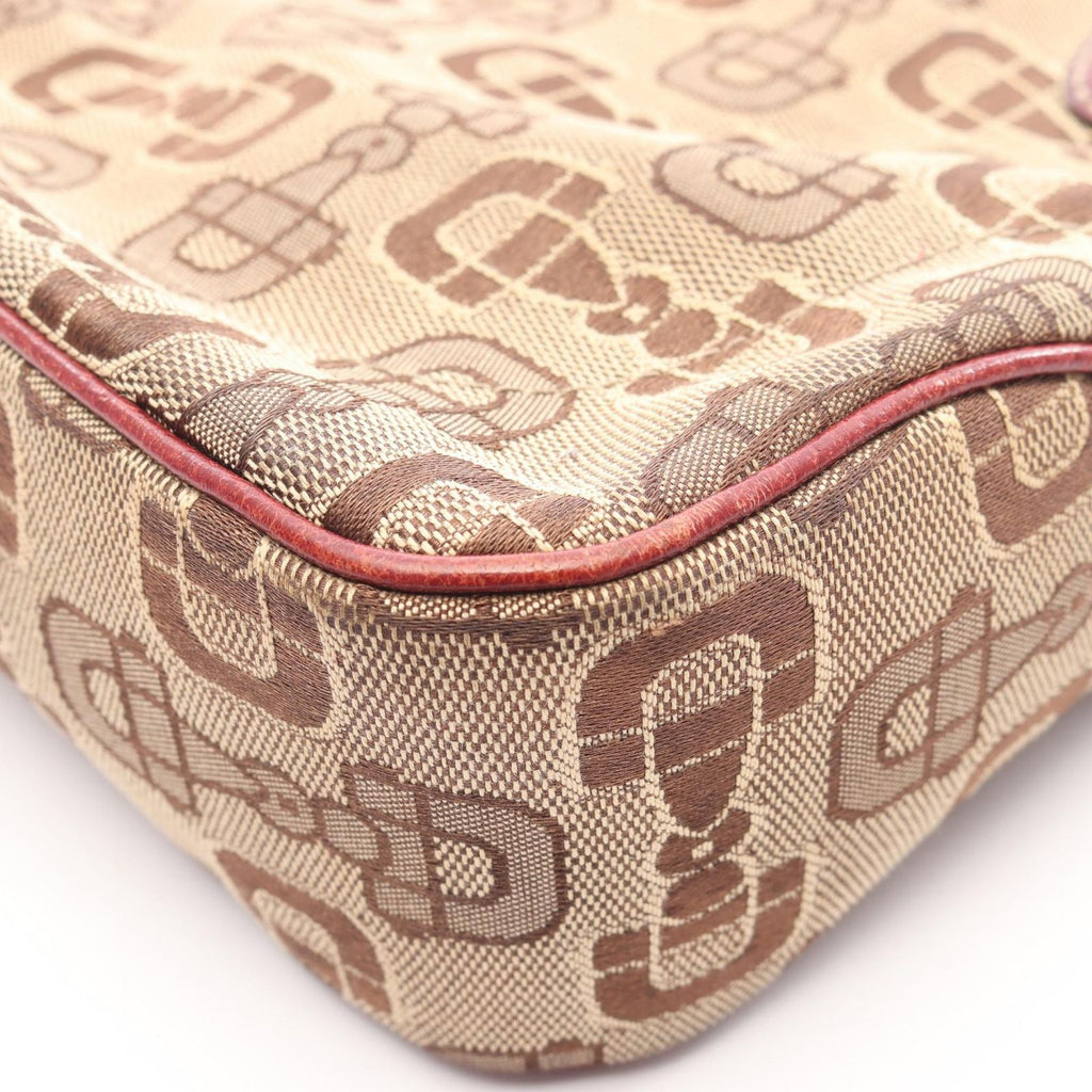 Gucci Handbag New Jackie Horsebit Beige Brown Bordeaux Canvas Leather — view 6