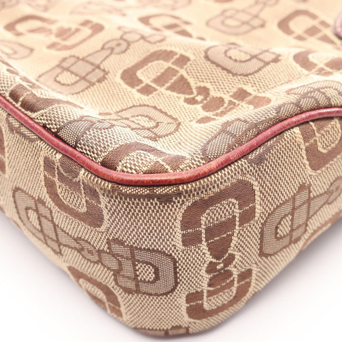 Gucci Handbag New Jackie Horsebit Beige Brown Bordeaux Canvas Leather — view 6