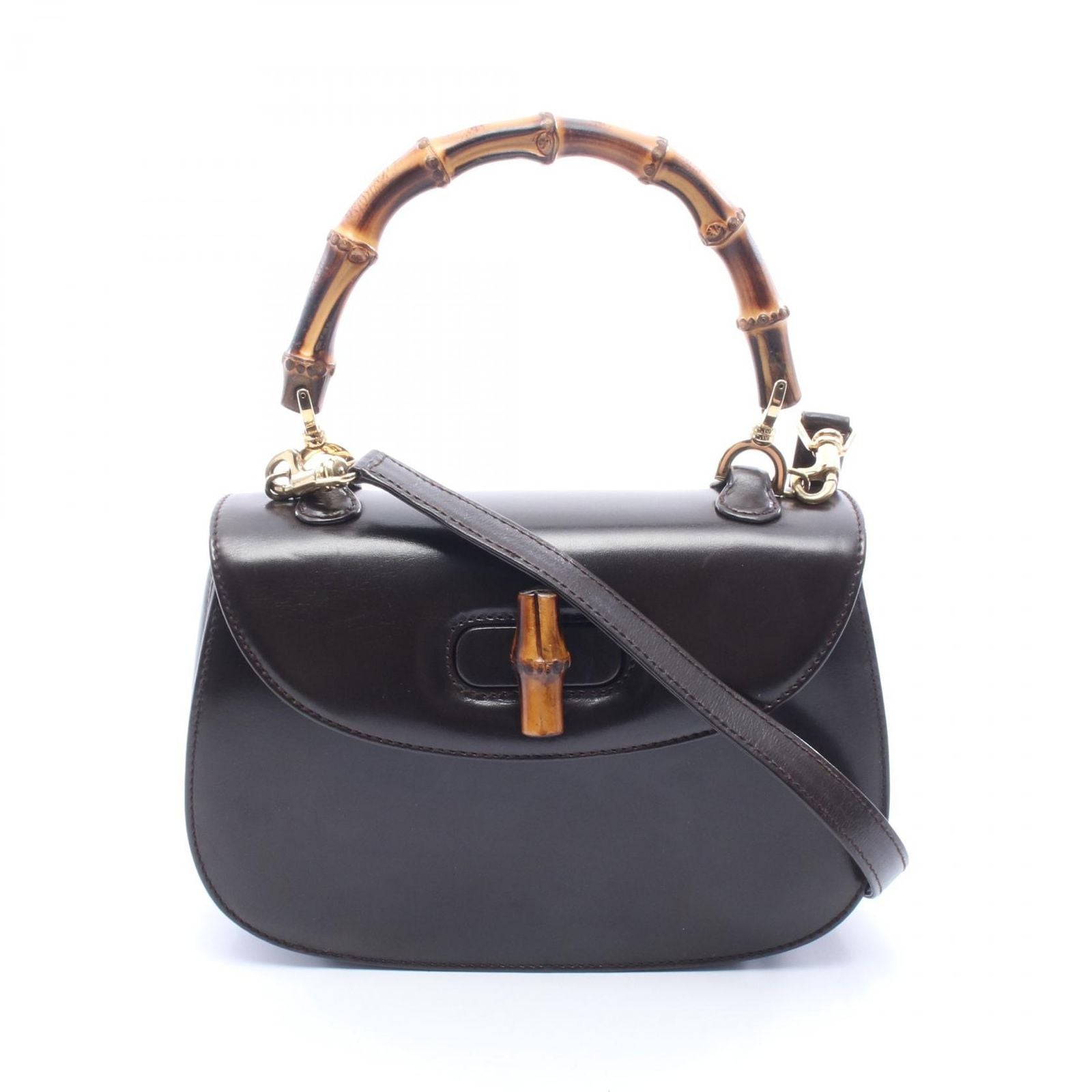 Gucci Handbag Bamboo 2-Way 000 Brown Leather Shoulder