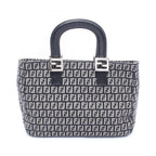 Fendi Tote Zucca Beige Black Canvas Leather Zucchino Handbag