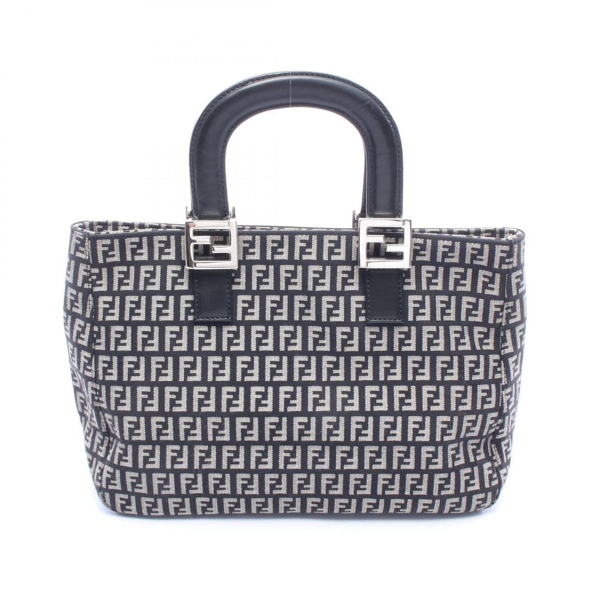 Fendi Tote Zucca Beige Black Canvas Leather Zucchino Handbag
