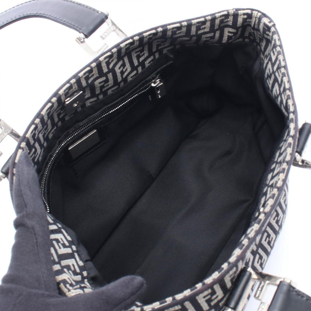 Fendi Tote Zucca Beige Black Canvas Leather Zucchino Handbag — view 3
