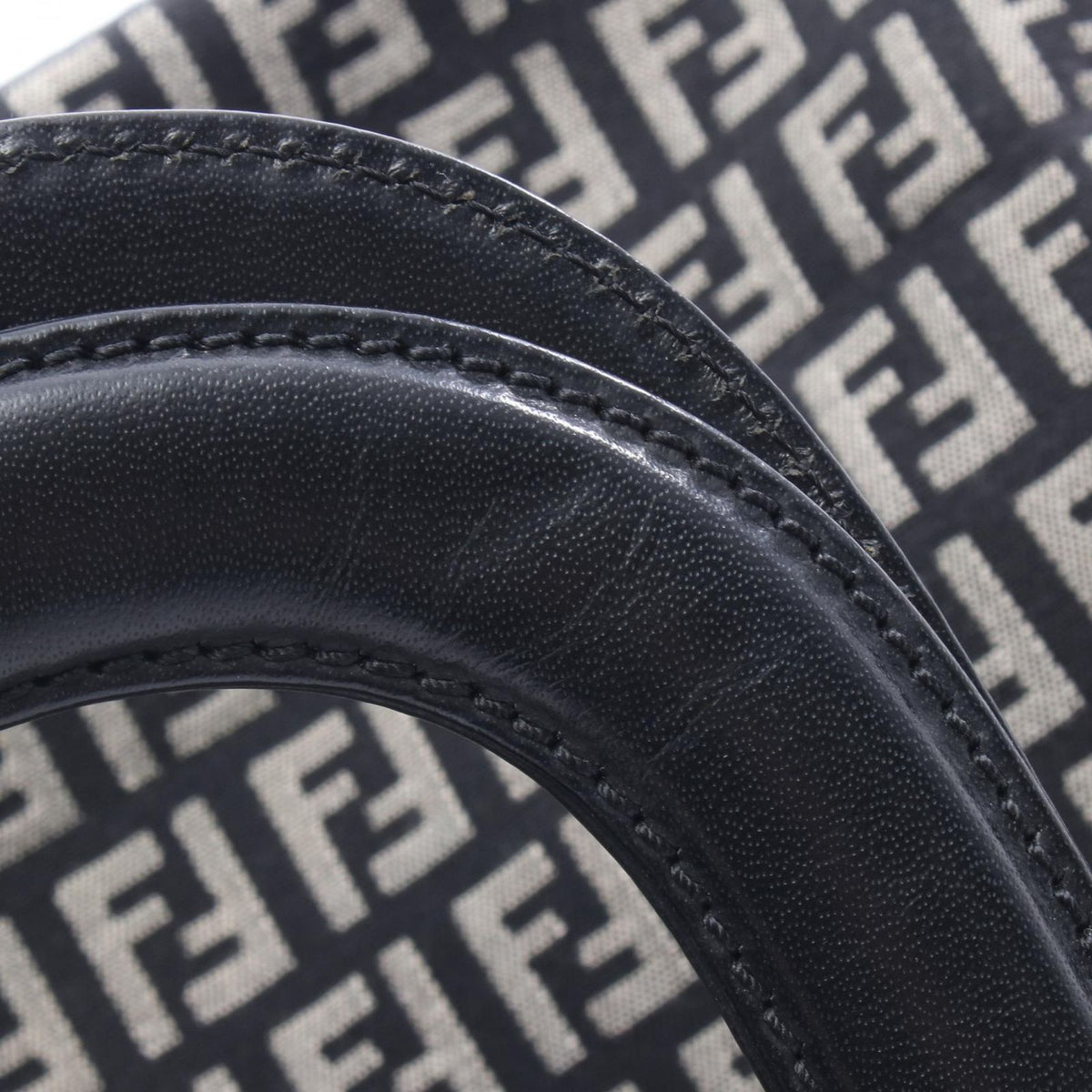 Fendi Tote Zucca Beige Black Canvas Leather Zucchino Handbag — view 5