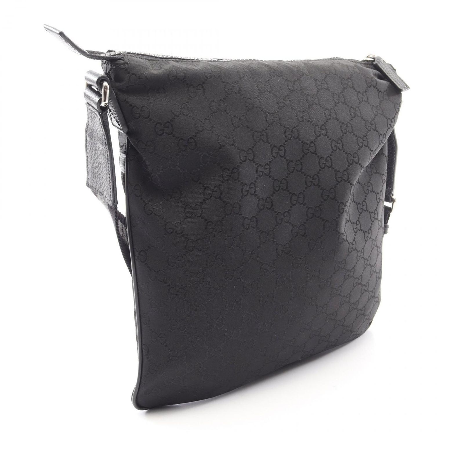 Gucci Shoulder Bag GG Pattern Black Leather Nylon — view 2