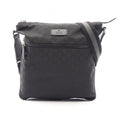 Gucci Shoulder Bag GG Pattern Black Leather Nylon