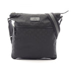 Gucci Shoulder Bag GG Pattern Black Leather Nylon