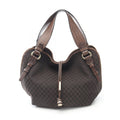 Celine Handbag Bittersweet Macadam Croco Embossed Dark Brown Canvas Leather