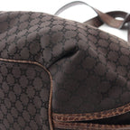 Celine Handbag Bittersweet Macadam Croco Embossed Dark Brown Canvas Leather — view 6