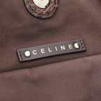 Celine Handbag Bittersweet Macadam Croco Embossed Dark Brown Canvas Leather — view 4