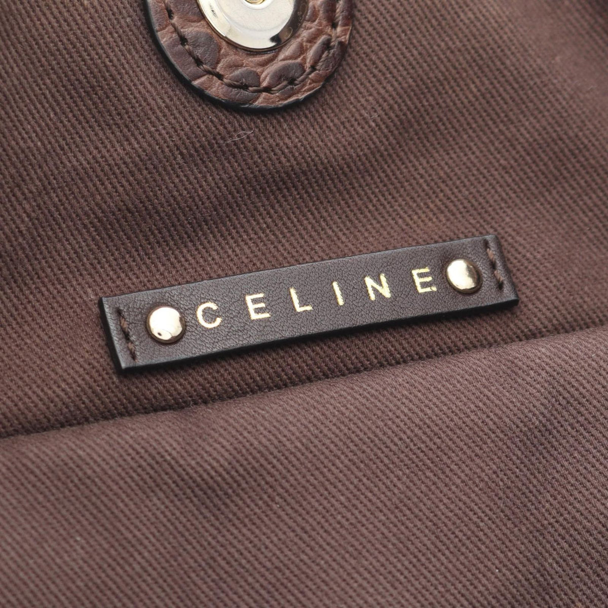 Celine Handbag Bittersweet Macadam Croco Embossed Dark Brown Canvas Leather — view 4