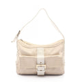 Fendi Shoulder Bag Micro FF Beige White Canvas Leather