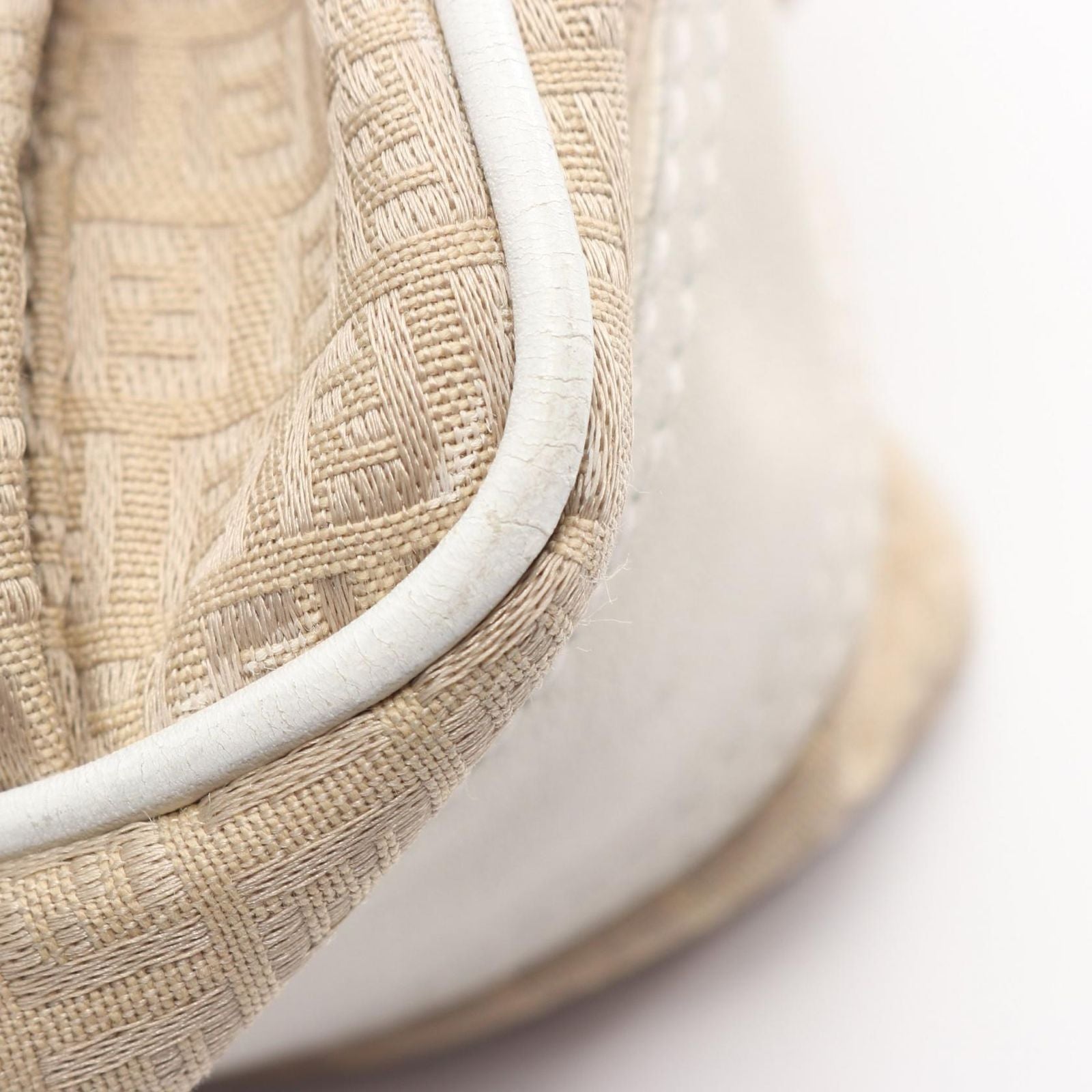 Fendi Shoulder Bag Micro FF Beige White Canvas Leather — view 5
