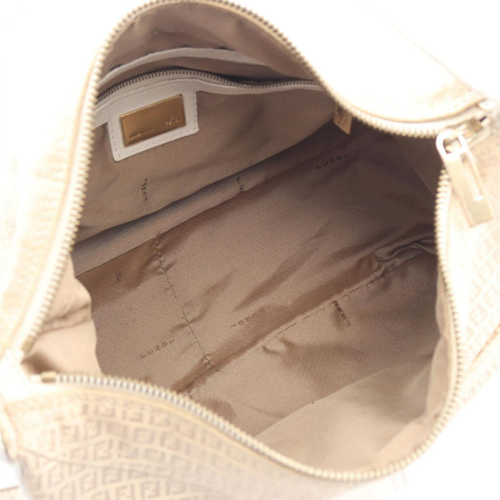 Fendi Shoulder Bag Micro FF Beige White Canvas Leather — view 3