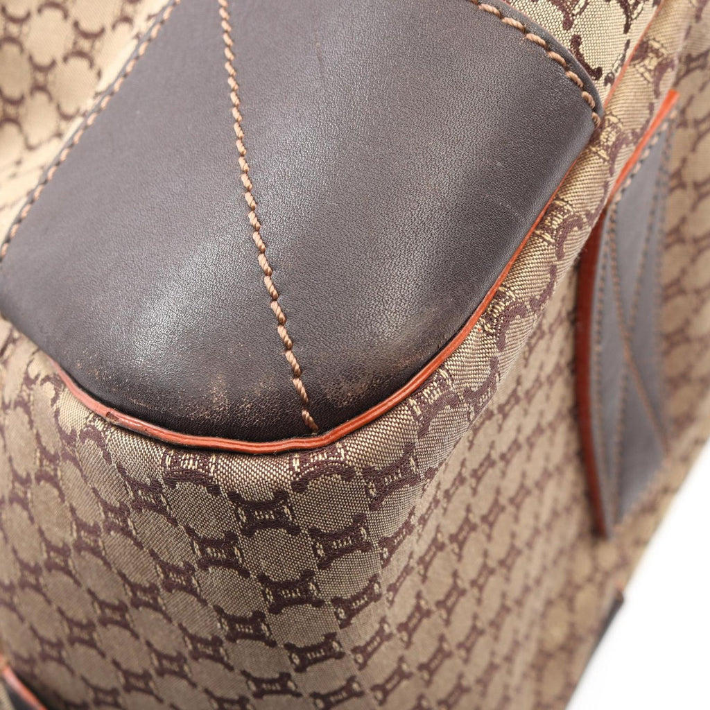 Celine Boston Bag Macadam 2-Way Beige Dark Brown Canvas Leather — view 6