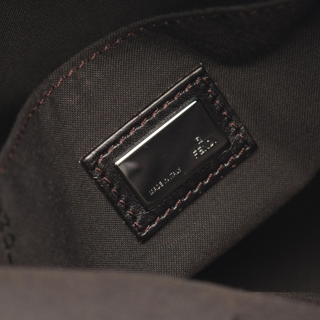 Fendi Shoulder Bag Zucchino Brown Canvas Leather — view 4