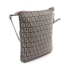 Fendi Shoulder Bag Zucchino Brown Canvas Leather — view 2