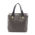 Celine Handbag Macadam Dark Brown Canvas Leather Tote