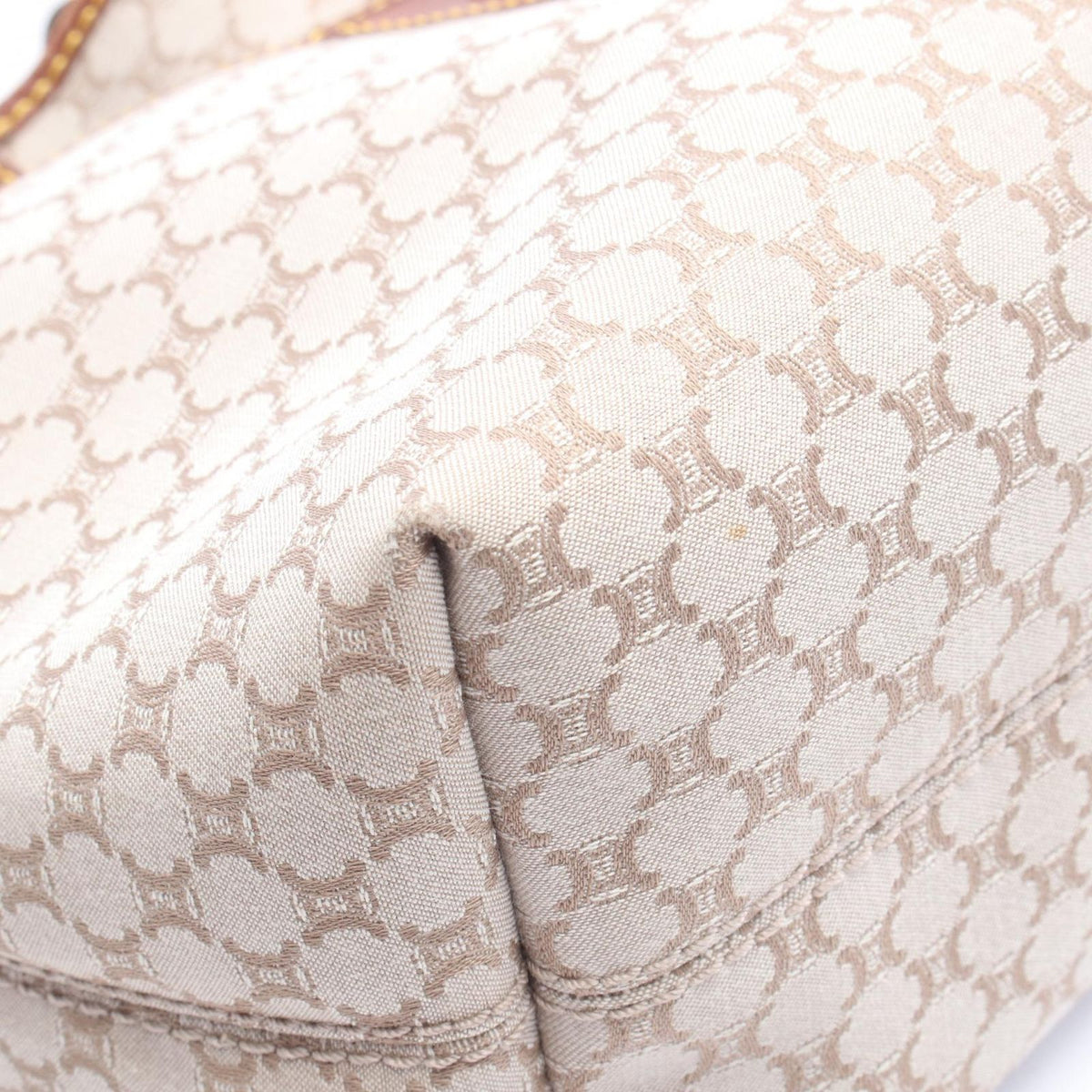 Celine Handbag Macadam Beige Brown Canvas Leather — view 7