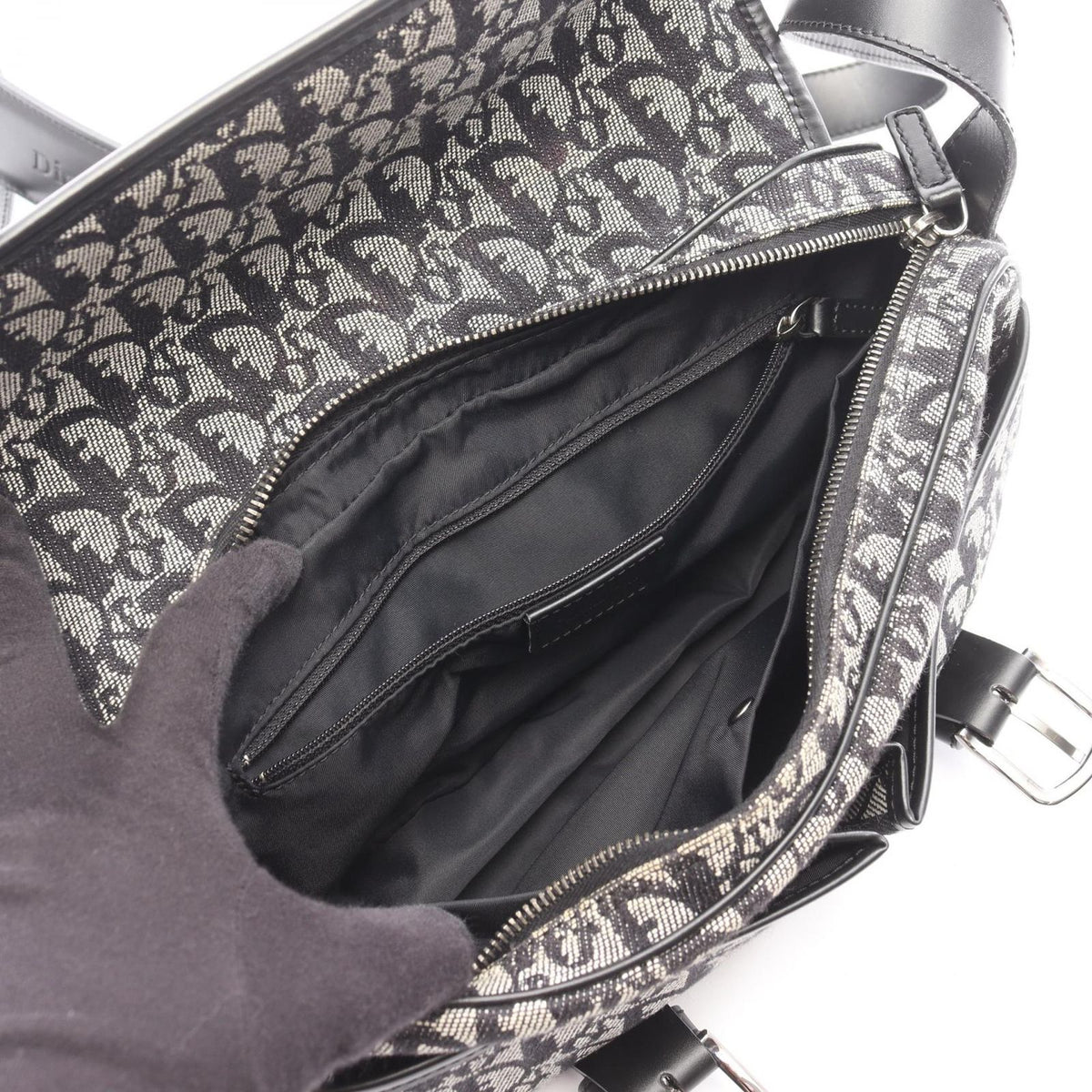 Dior Shoulder Bag Trotter Navy Canvas Leather — view 3
