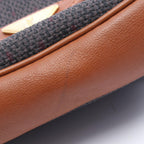 Saint Laurent Yves Shoulder Bag Brown Canvas Leather Triangle Logo — view 8