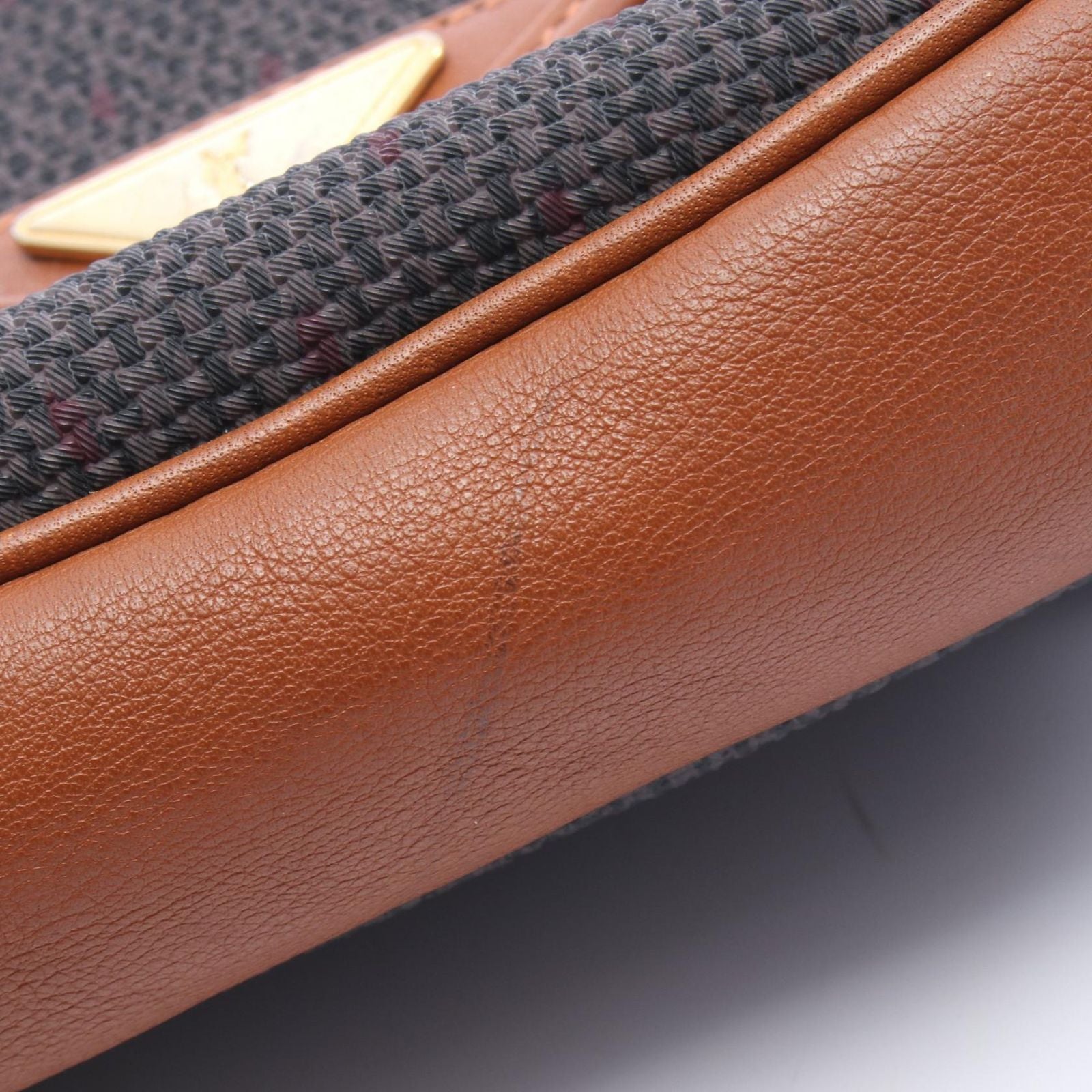 Saint Laurent Yves Shoulder Bag Brown Canvas Leather Triangle Logo — view 8