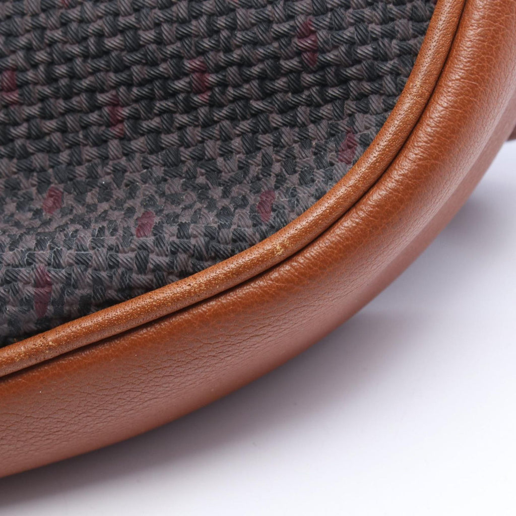 Saint Laurent Yves Shoulder Bag Brown Canvas Leather Triangle Logo — view 6