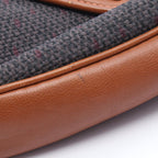 Saint Laurent Yves Shoulder Bag Brown Canvas Leather Triangle Logo — view 7