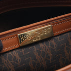 Saint Laurent Yves Shoulder Bag Brown Canvas Leather Triangle Logo — view 4