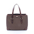 Celine Tote Macadam Croco Embossed Dark Brown Beige Canvas Leather