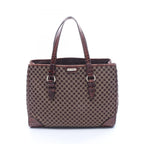 Celine Tote Macadam Croco Embossed Dark Brown Beige Canvas Leather