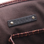 Celine Tote Macadam Croco Embossed Dark Brown Beige Canvas Leather — view 4
