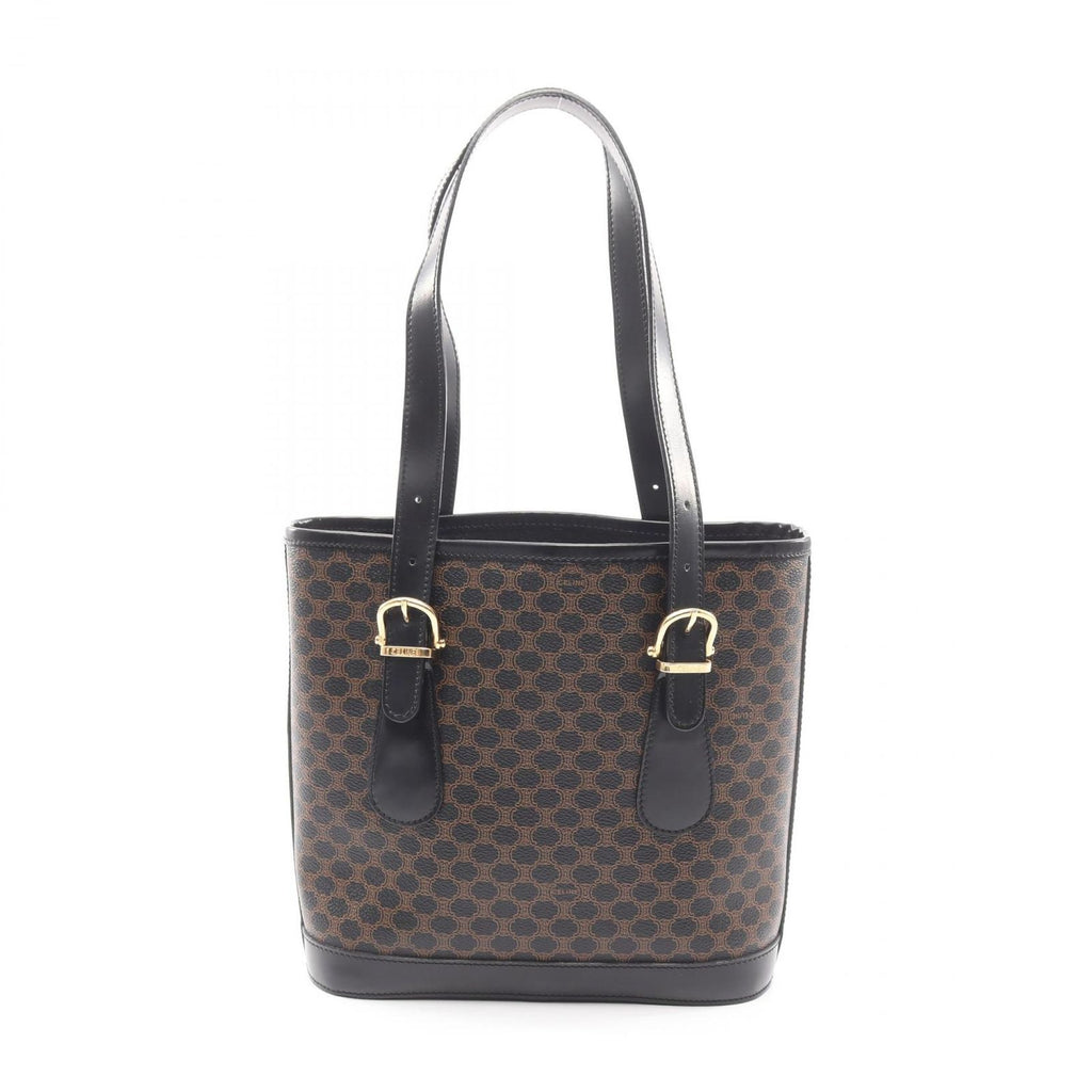 Celine Tote Macadam Dark Brown Canvas Leather