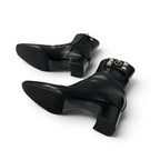 Hermes Boots Short Shoes Leather Black Silver Collier Chien Studs — view 6