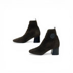 Hermes Jenna Boots Short Shoes Knit Schneer Khaki Black Exlibris — view 3