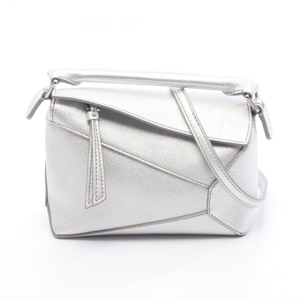 Loewe Handbag Puzzle Bag Mini 2-Way Silver Leather Edge