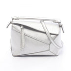 Loewe Handbag Puzzle Bag Mini 2-Way Silver Leather Edge