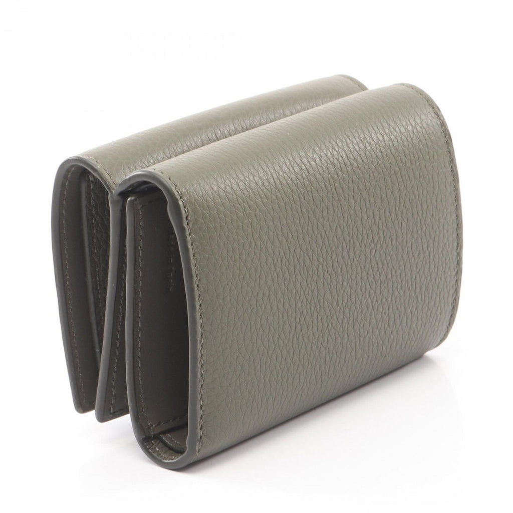 Loewe Trifold Wallet Khaki Green Leather — view 2