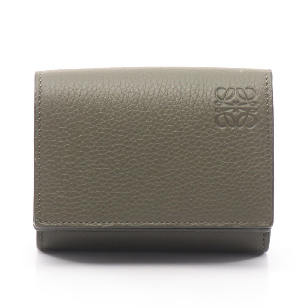 Loewe Trifold Wallet Khaki Green Leather