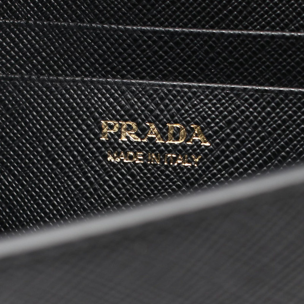 Prada Shoulder Bag Saffiano Triangle Logo Black Leather — view 4