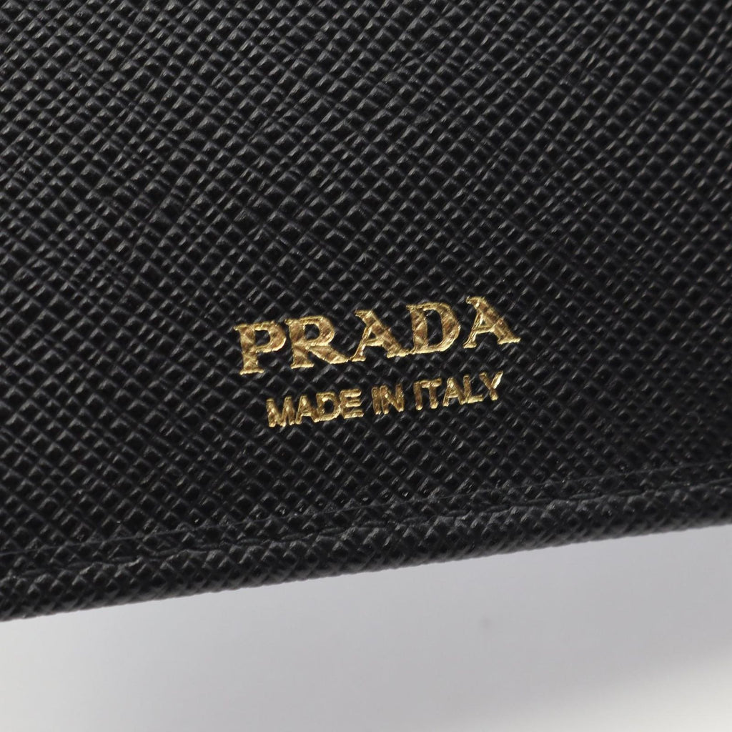 Prada Trifold Wallet Saffiano Metal Black Leather — view 5