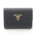Prada Trifold Wallet Saffiano Metal Black Leather
