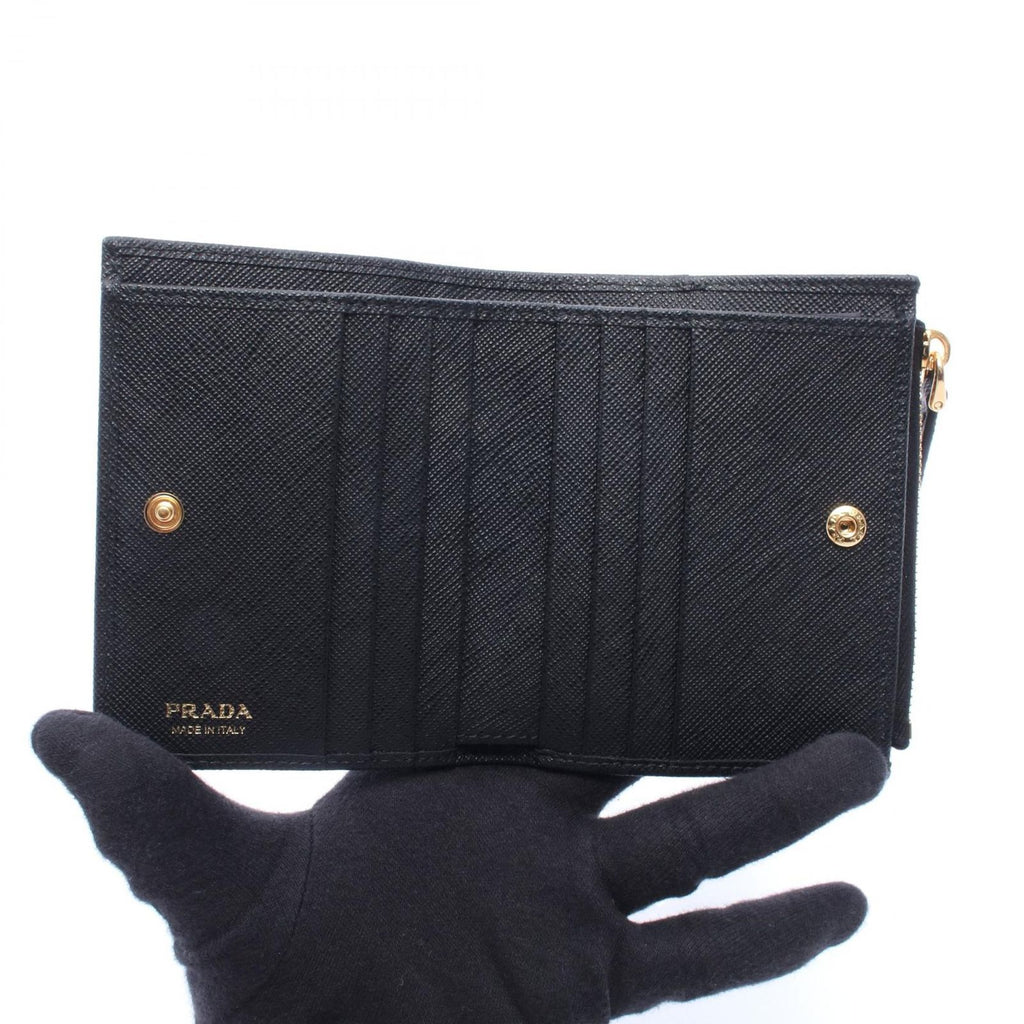 Prada Bifold Wallet Saffiano Triang Black Leather — view 3