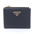 Prada Bifold Wallet Saffiano Triang Black Leather
