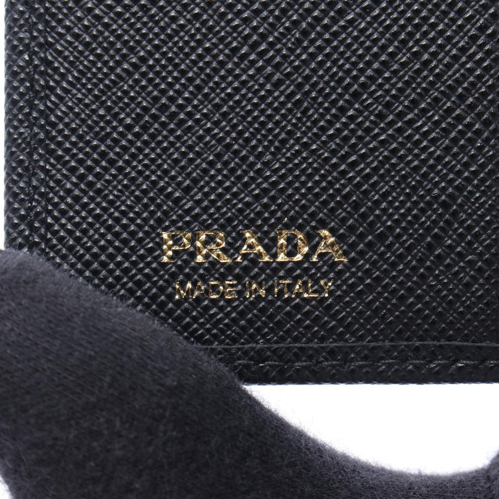 Prada Bifold Wallet Saffiano Triang Black Leather — view 5