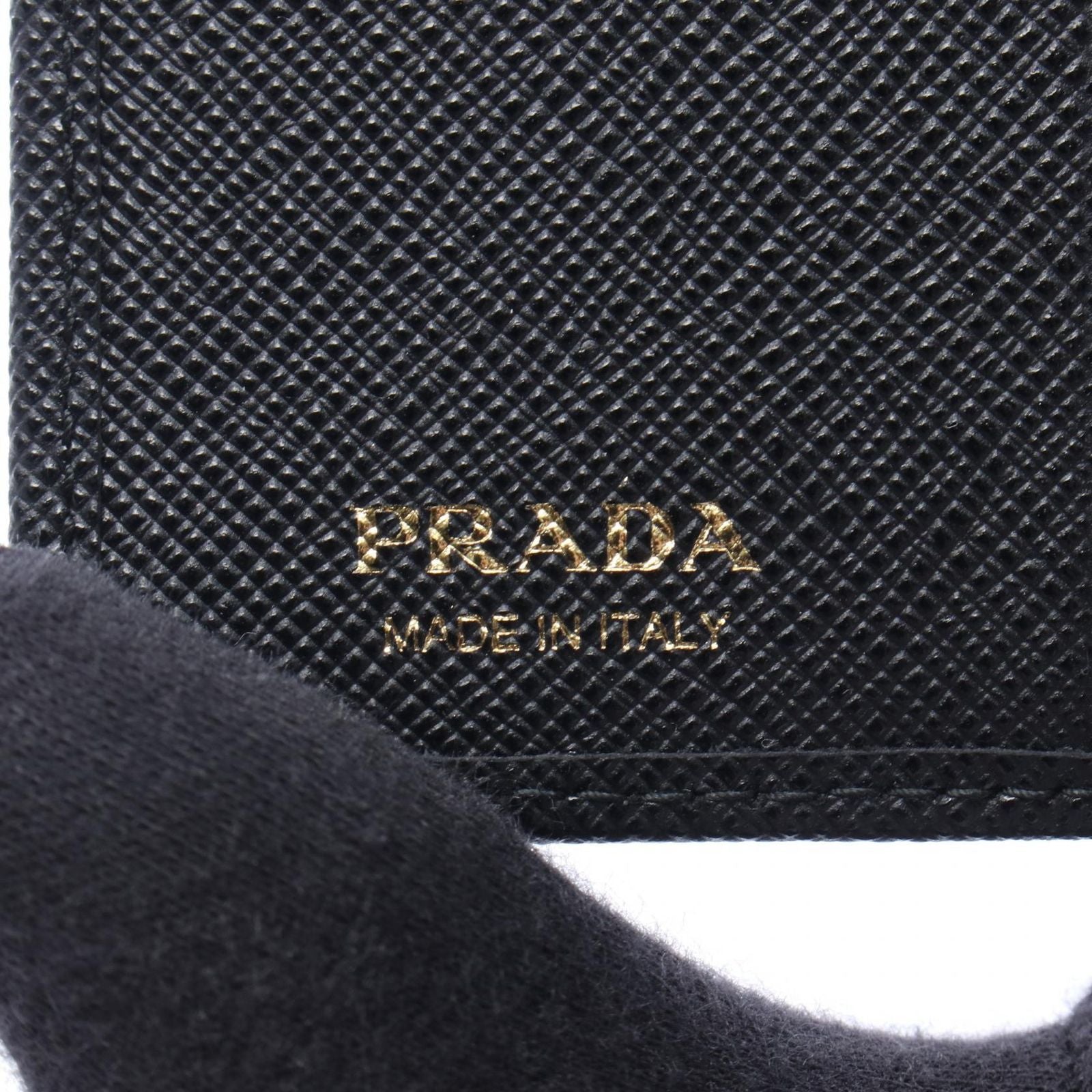 Prada Bifold Wallet Saffiano Triang Black Leather — view 5