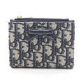 Dior Bifold Wallet Oblique Bow Dahlia Blue Canvas Leather
