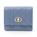 Dior Trifold Wallet Jolie Hibiscus Cannage Blue Leather