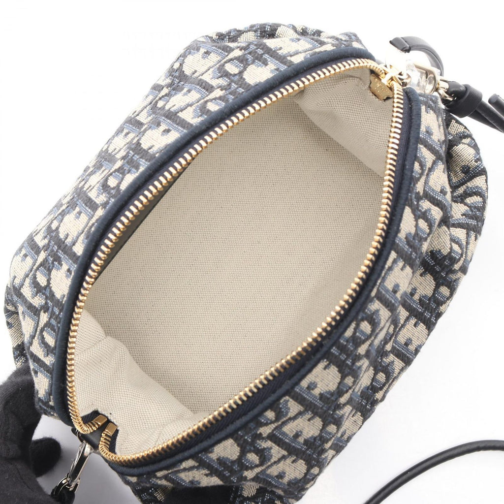 Dior Shoulder Bag Bow Oak Blue Canvas Leather — view 3