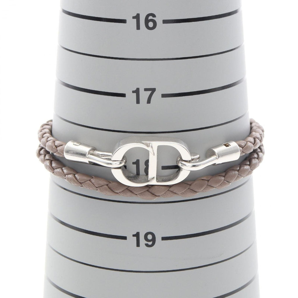 Dior Bracelet CD Icon Braid Leather Double Brown Stainless Steel — view 6